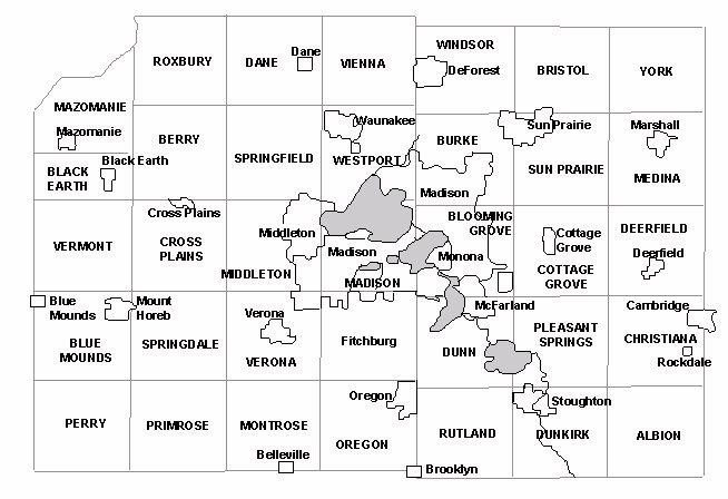 Dane County Township Map Dane County, Wisconsin - Townships